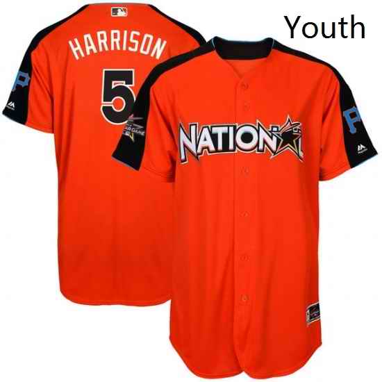 Youth Majestic Pittsburgh Pirates 5 Josh Harrison Replica Orange National League 2017 MLB All Star MLB Jersey